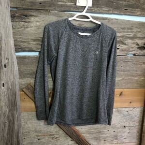 CHAMPION Size Large Grey Long Sleeve Activewear Top